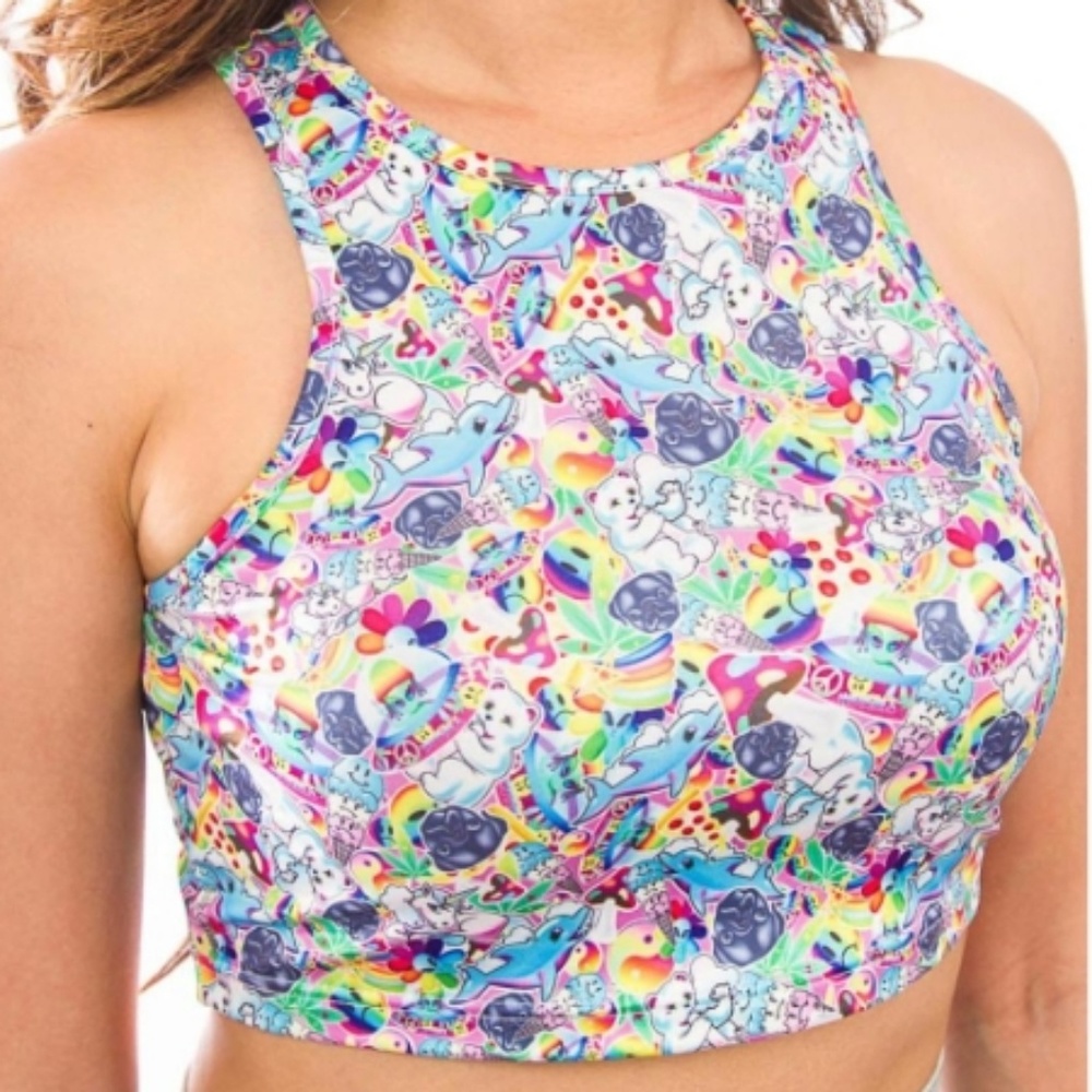 UNIF Dank Stash Rave Racerback Crop Top